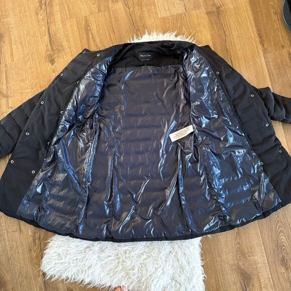 Massimo Dutti 165g Duck Down Feather Black Long Length Puffer Coat | Size S - Picture 7 of 12